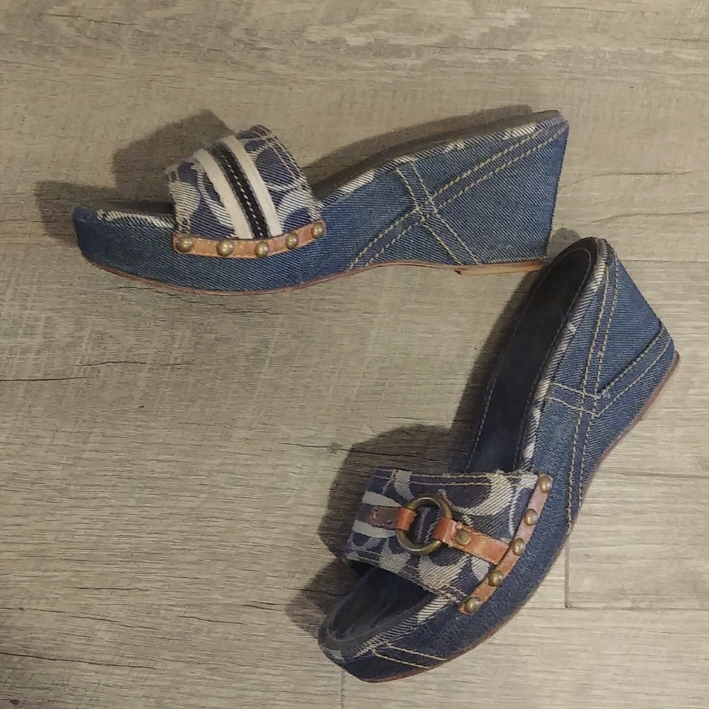 Coach Denim Wedge Sandal Gem